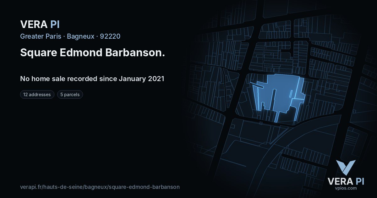 Square Edmond Barbanson, Bagneux at night – every parcel coloured by the prices around it, the street's own parcels lit