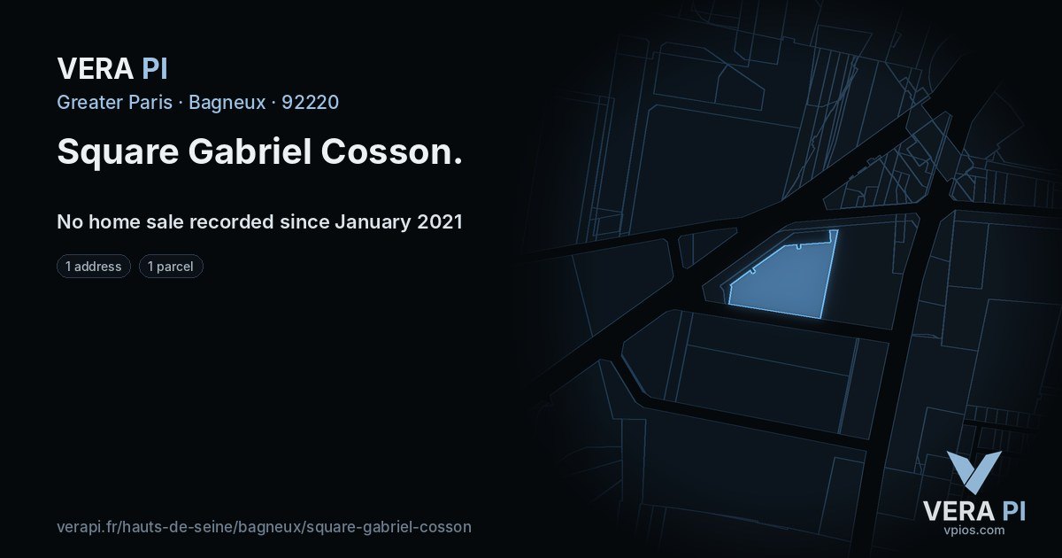Square Gabriel Cosson, Bagneux at night – every parcel coloured by the prices around it, the street's own parcels lit