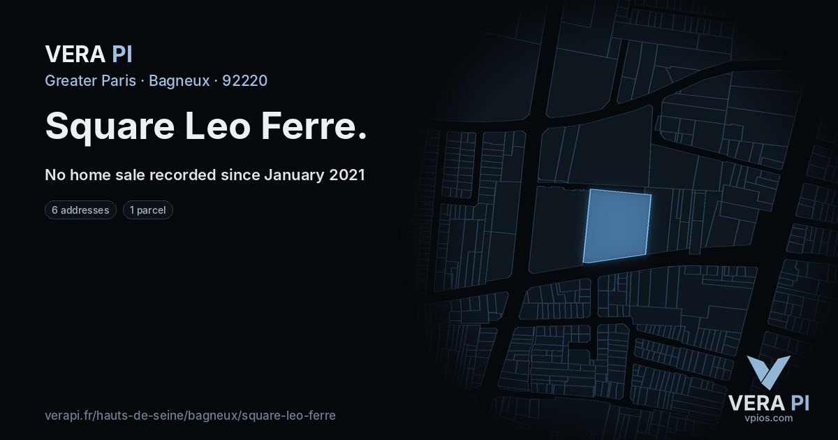 Square Leo Ferre, Bagneux at night – every parcel coloured by the prices around it, the street's own parcels lit