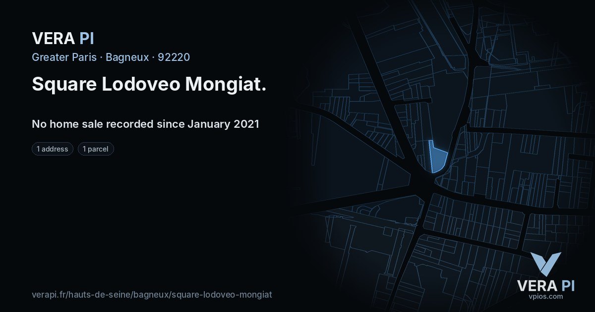 Square Lodoveo Mongiat, Bagneux at night – every parcel coloured by the prices around it, the street's own parcels lit