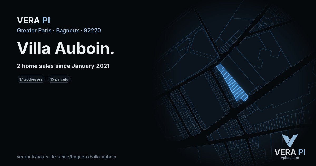 Villa Auboin, Bagneux at night – every parcel coloured by the prices around it, the street's own parcels lit