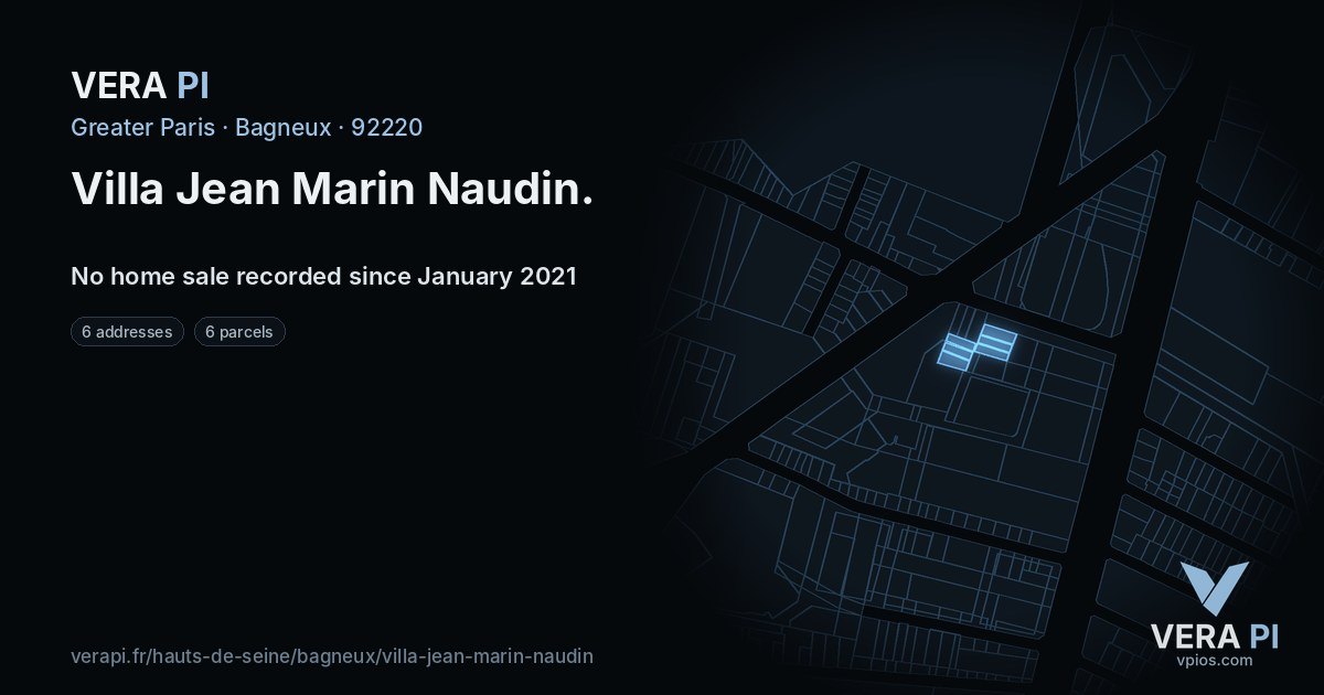 Villa Jean Marin Naudin, Bagneux at night – every parcel coloured by the prices around it, the street's own parcels lit