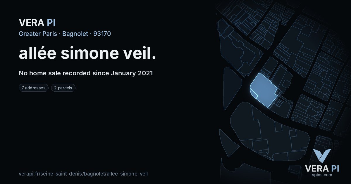 allée simone veil, Bagnolet at night – every parcel coloured by the prices around it, the street's own parcels lit