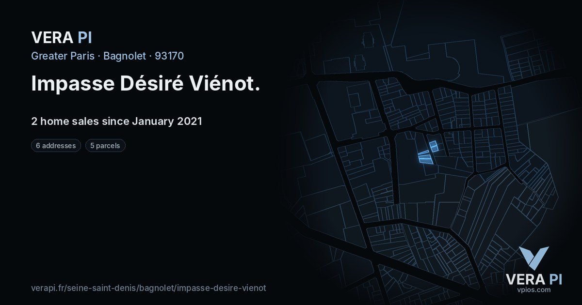 Impasse Désiré Viénot, Bagnolet at night – every parcel coloured by the prices around it, the street's own parcels lit