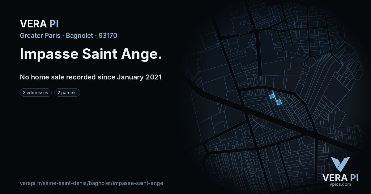 Impasse Saint Ange, Bagnolet at night – every parcel coloured by the prices around it, the street's own parcels lit