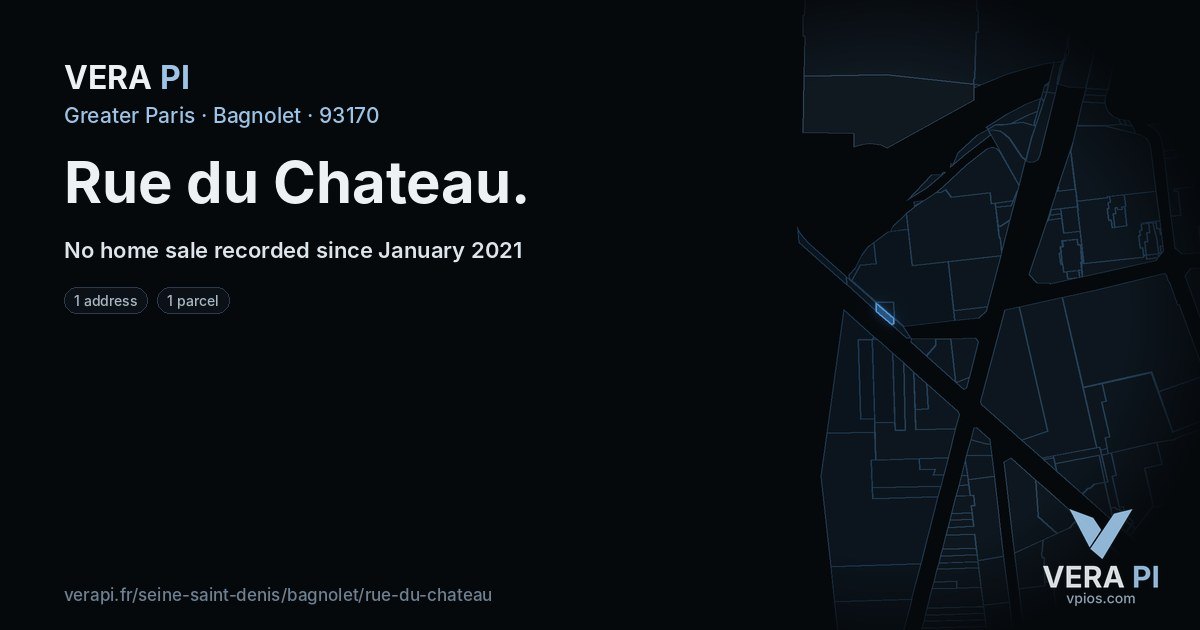 Rue du Chateau, Bagnolet at night – every parcel coloured by the prices around it, the street's own parcels lit