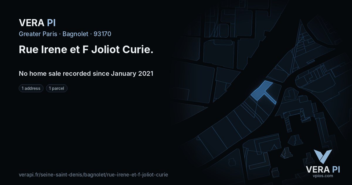 Rue Irene et F Joliot Curie, Bagnolet at night – every parcel coloured by the prices around it, the street's own parcels lit