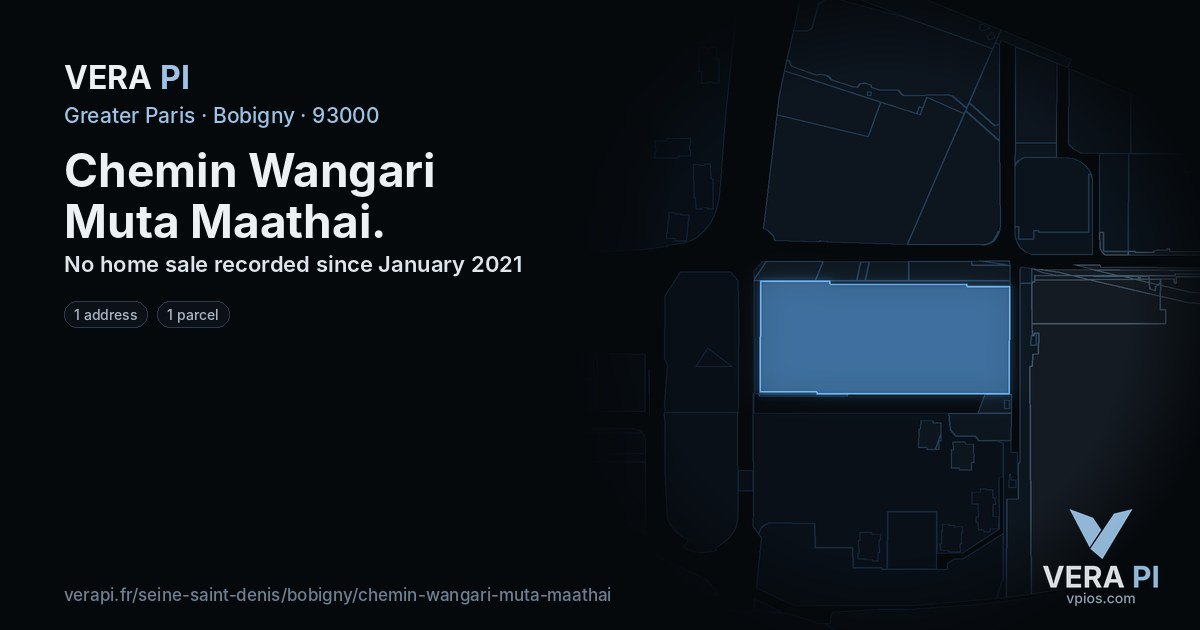 Chemin Wangari Muta Maathai, Bobigny at night – every parcel coloured by the prices around it, the street's own parcels lit