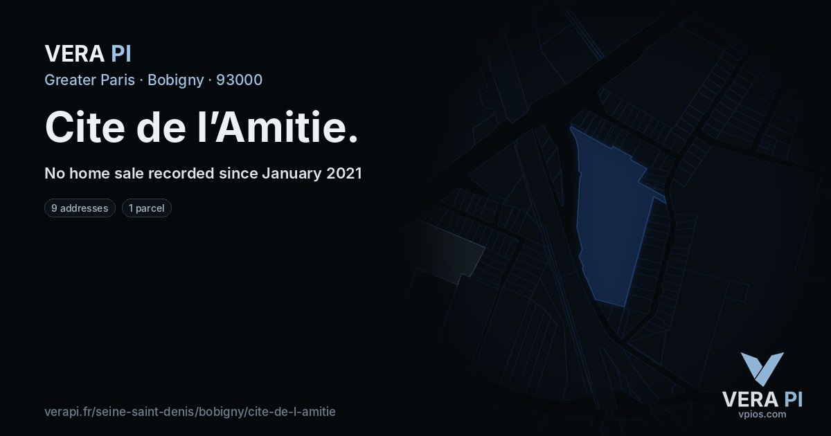 Cite de l’Amitie, Bobigny at night – every parcel coloured by the prices around it, the street's own parcels lit