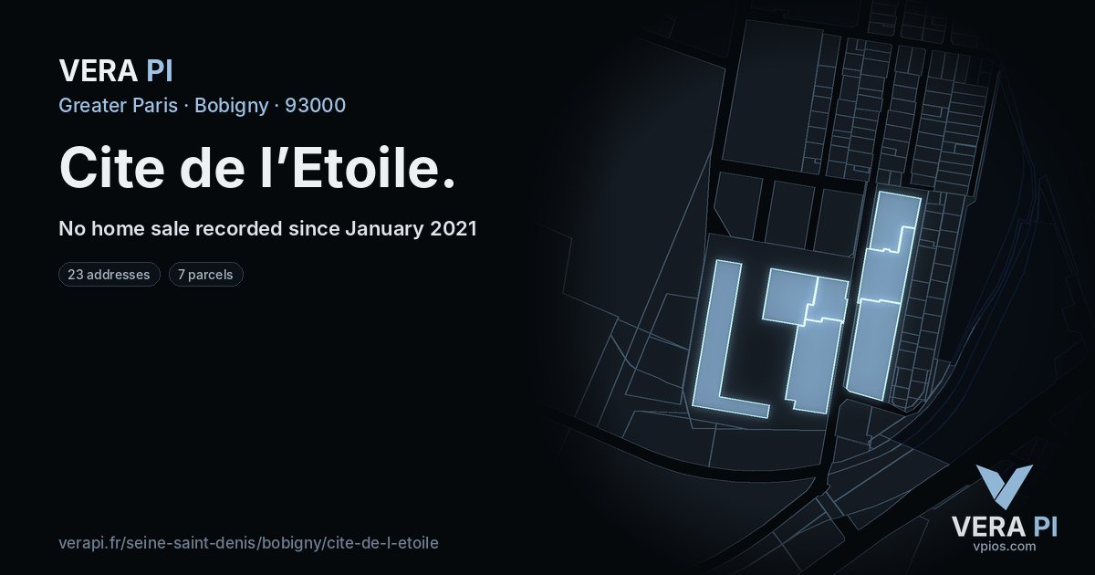 Cite de l’Etoile, Bobigny at night – every parcel coloured by the prices around it, the street's own parcels lit
