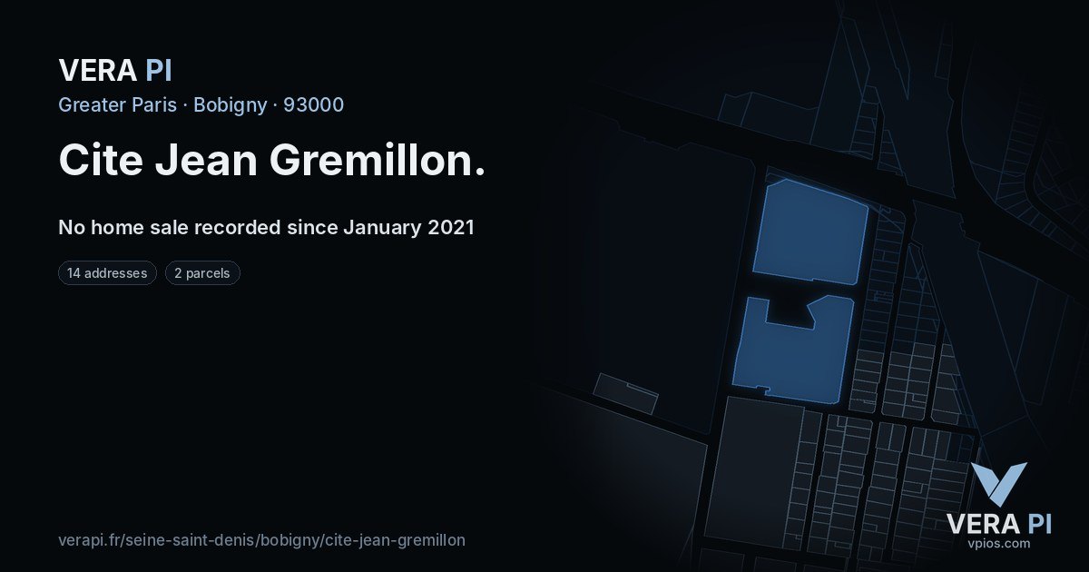 Cite Jean Gremillon, Bobigny at night – every parcel coloured by the prices around it, the street's own parcels lit