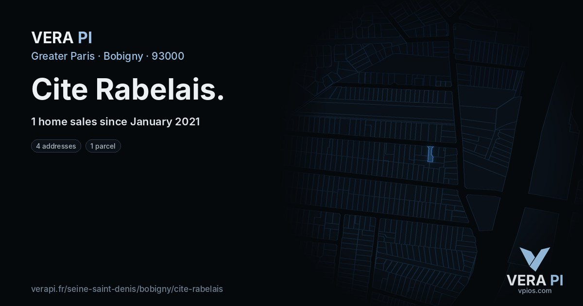 Cite Rabelais, Bobigny at night – every parcel coloured by the prices around it, the street's own parcels lit