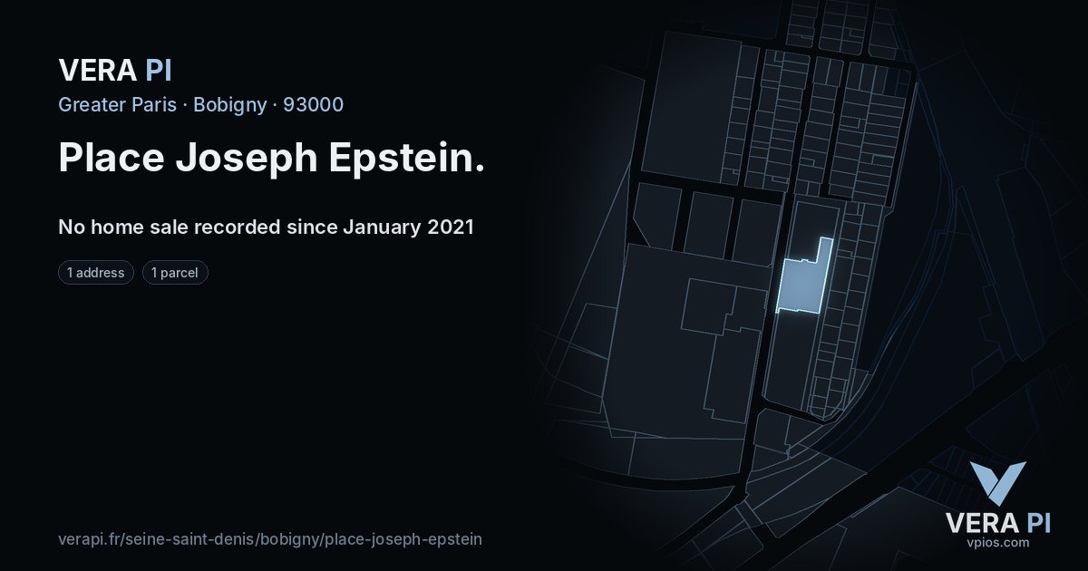 Place Joseph Epstein, Bobigny at night – every parcel coloured by the prices around it, the street's own parcels lit