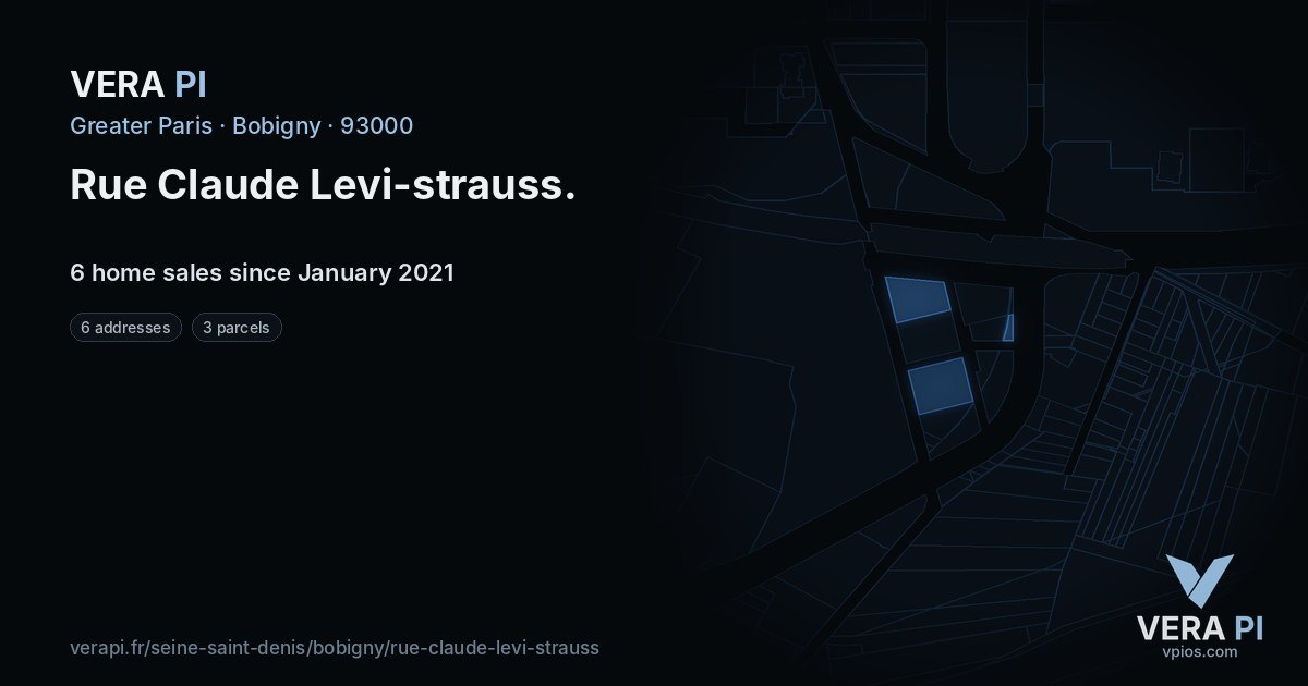 Rue Claude Levi-strauss, Bobigny at night – every parcel coloured by the prices around it, the street's own parcels lit