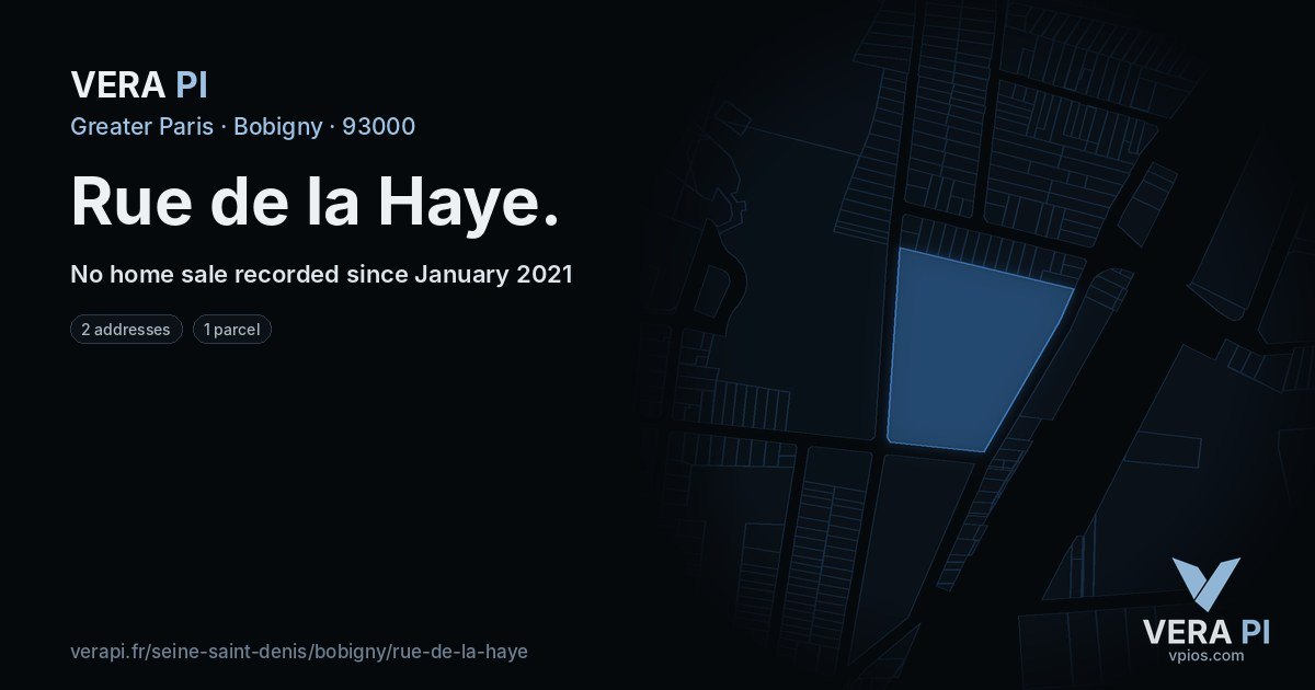 Rue de la Haye, Bobigny at night – every parcel coloured by the prices around it, the street's own parcels lit