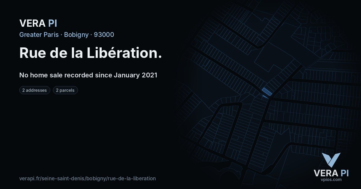 Rue de la Libération, Bobigny at night – every parcel coloured by the prices around it, the street's own parcels lit