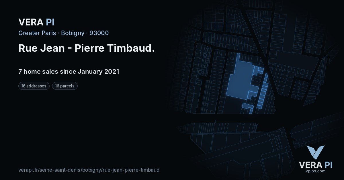 Rue Jean - Pierre Timbaud, Bobigny at night – every parcel coloured by the prices around it, the street's own parcels lit