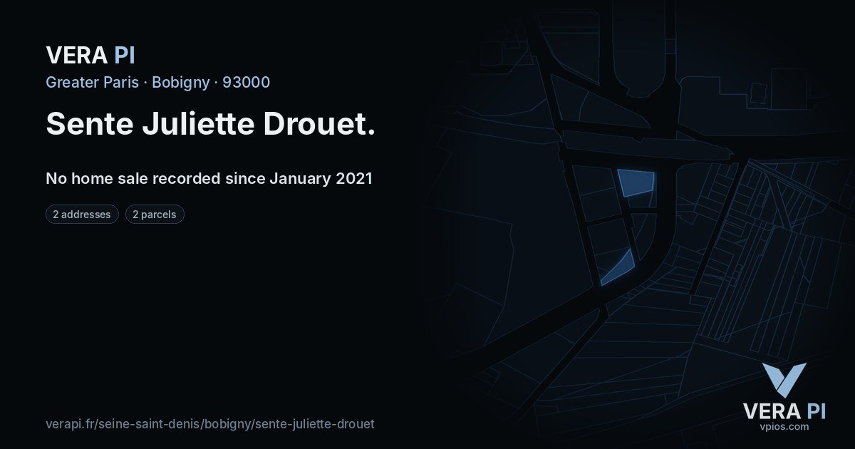 Sente Juliette Drouet, Bobigny at night – every parcel coloured by the prices around it, the street's own parcels lit