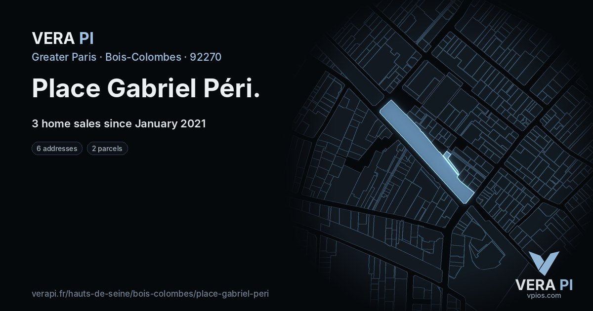 Place Gabriel Péri, Bois-Colombes at night – every parcel coloured by the prices around it, the street's own parcels lit