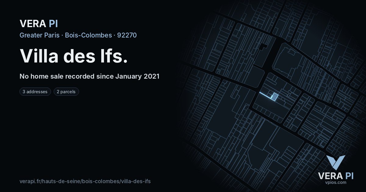 Villa des Ifs, Bois-Colombes at night – every parcel coloured by the prices around it, the street's own parcels lit
