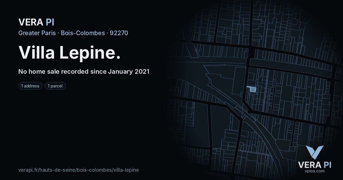 Villa Lepine, Bois-Colombes at night – every parcel coloured by the prices around it, the street's own parcels lit