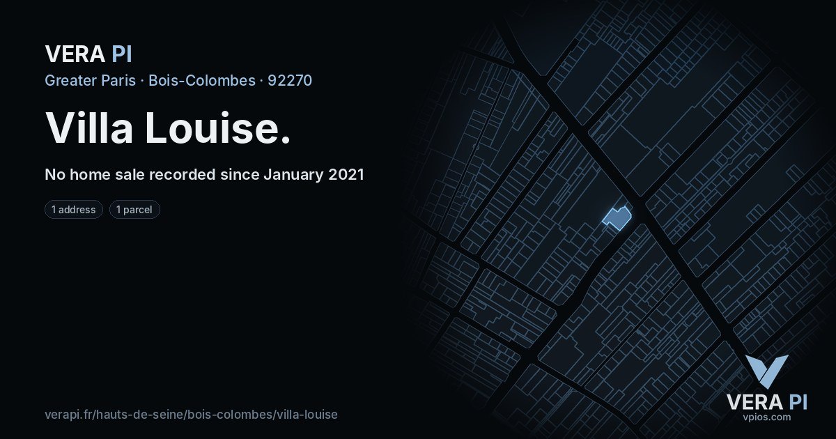 Villa Louise, Bois-Colombes at night – every parcel coloured by the prices around it, the street's own parcels lit