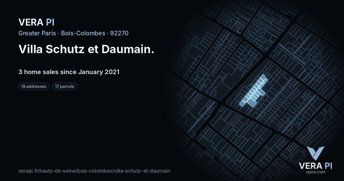 Villa Schutz et Daumain, Bois-Colombes at night – every parcel coloured by the prices around it, the street's own parcels lit