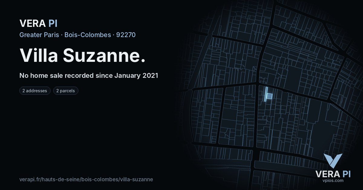 Villa Suzanne, Bois-Colombes at night – every parcel coloured by the prices around it, the street's own parcels lit