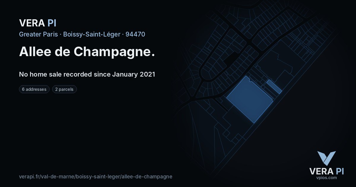 Allee de Champagne, Boissy-Saint-Léger at night – every parcel coloured by the prices around it, the street's own parcels lit