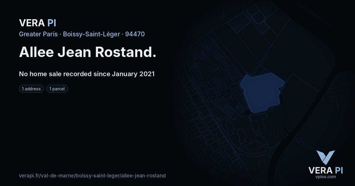 Allee Jean Rostand, Boissy-Saint-Léger at night – every parcel coloured by the prices around it, the street's own parcels lit