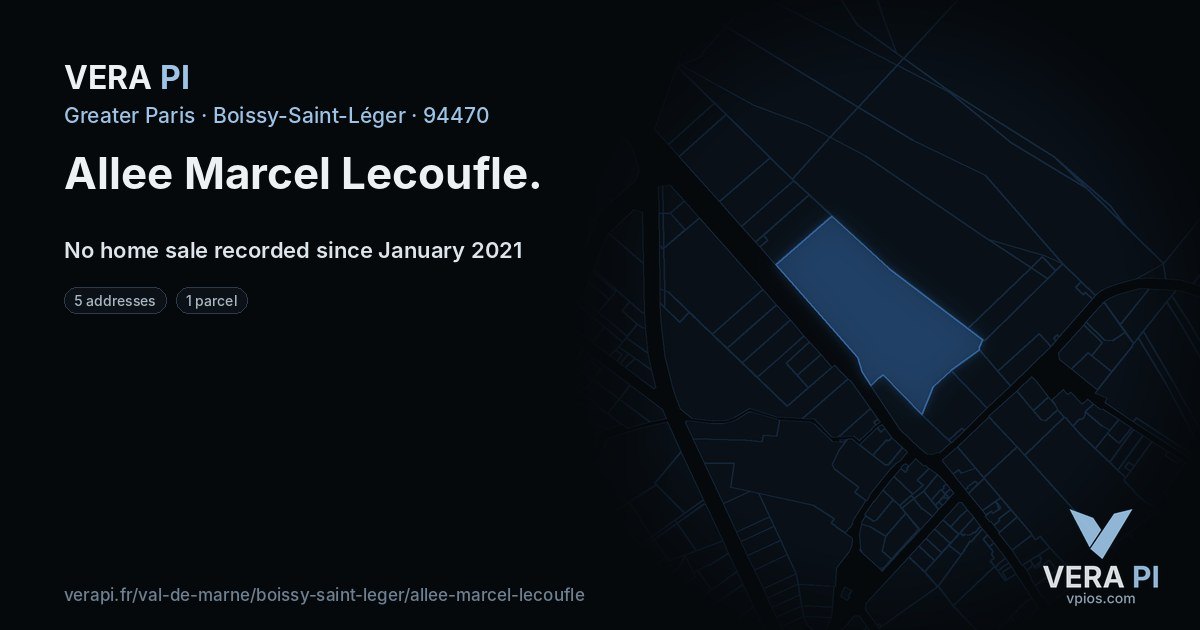 Allee Marcel Lecoufle, Boissy-Saint-Léger at night – every parcel coloured by the prices around it, the street's own parcels lit