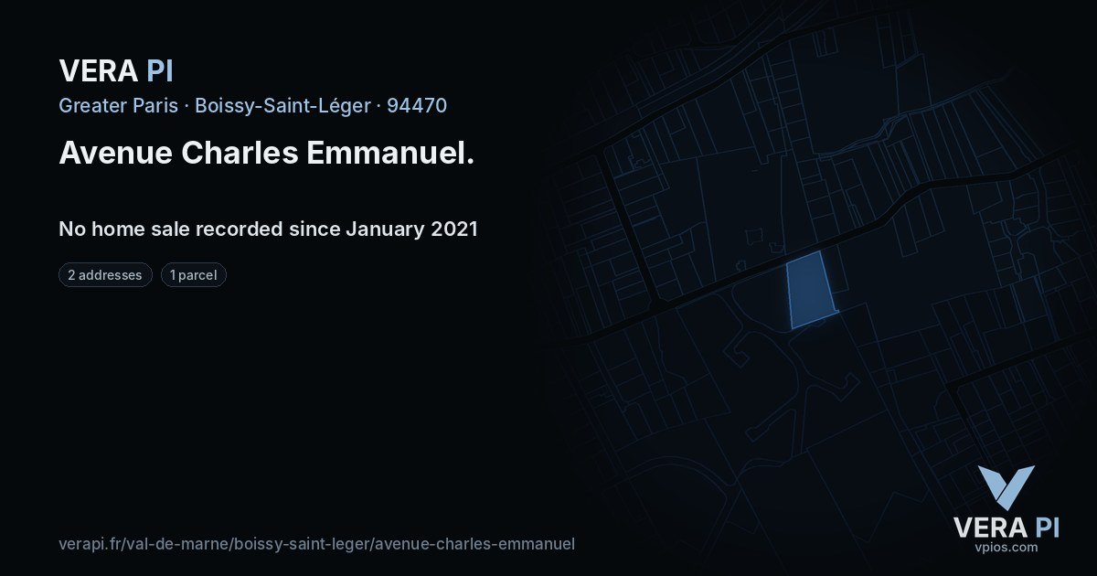 Avenue Charles Emmanuel, Boissy-Saint-Léger at night – every parcel coloured by the prices around it, the street's own parcels lit