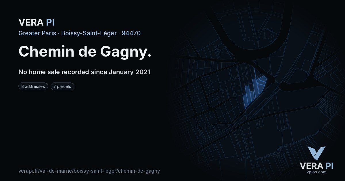 Chemin de Gagny, Boissy-Saint-Léger at night – every parcel coloured by the prices around it, the street's own parcels lit