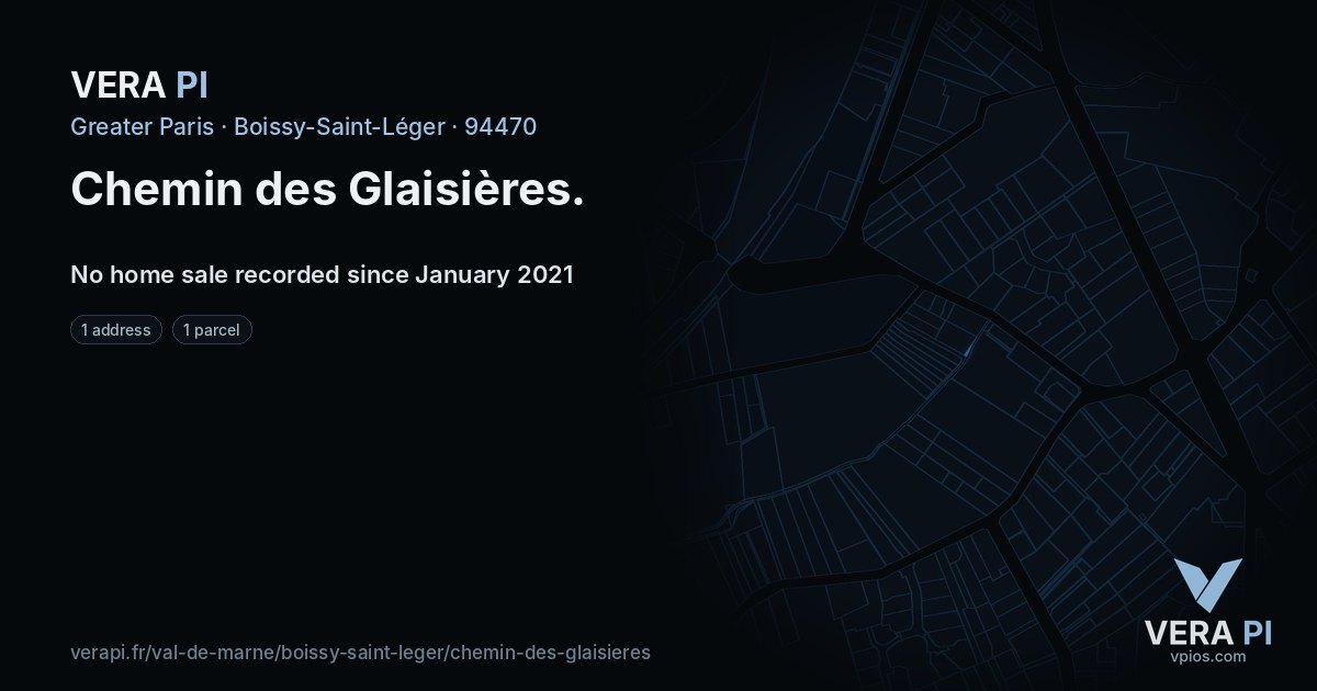 Chemin des Glaisières, Boissy-Saint-Léger at night – every parcel coloured by the prices around it, the street's own parcels lit