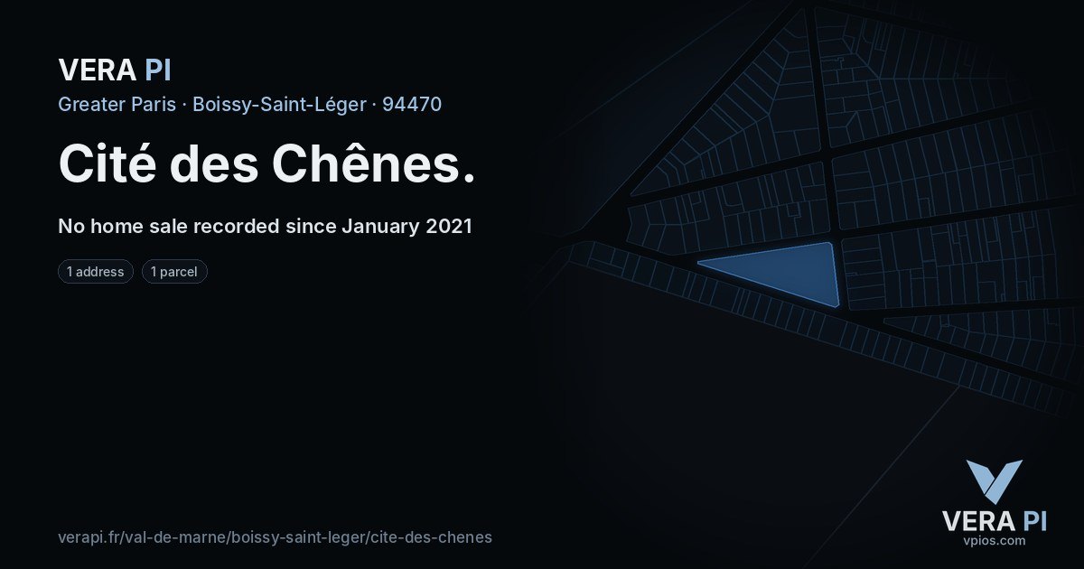Cité des Chênes, Boissy-Saint-Léger at night – every parcel coloured by the prices around it, the street's own parcels lit