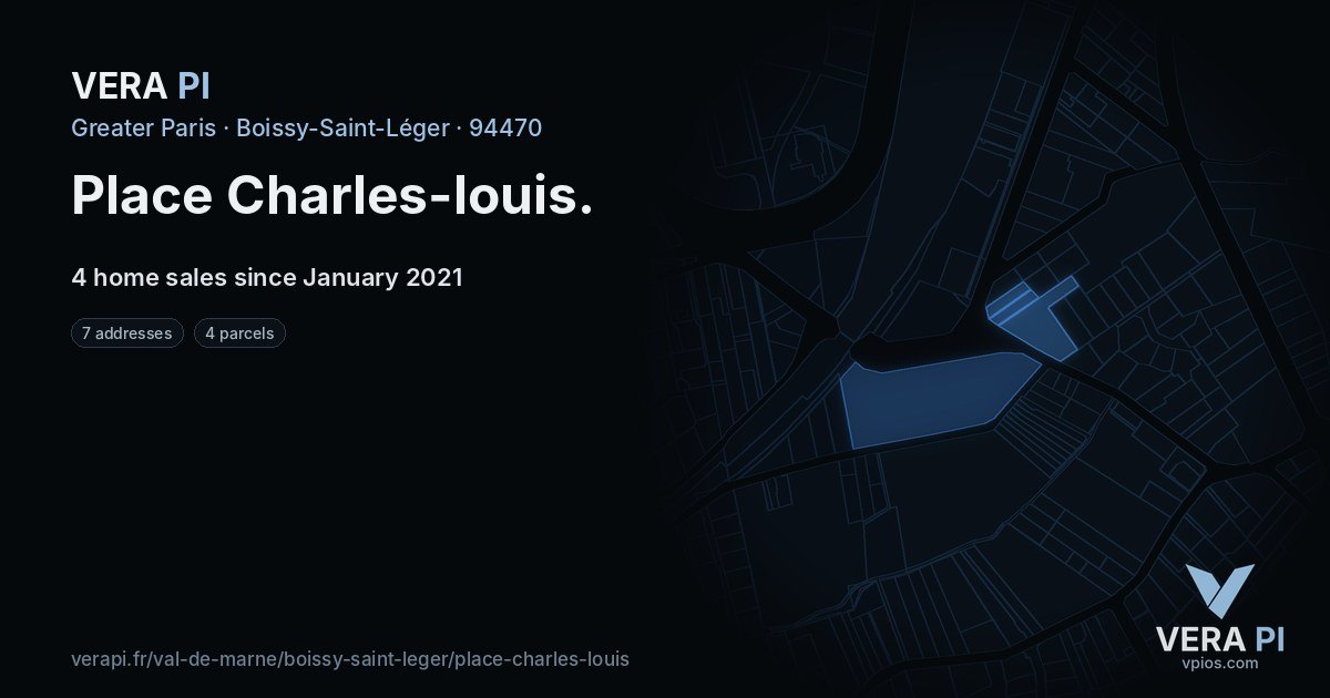 Place Charles-louis, Boissy-Saint-Léger at night – every parcel coloured by the prices around it, the street's own parcels lit