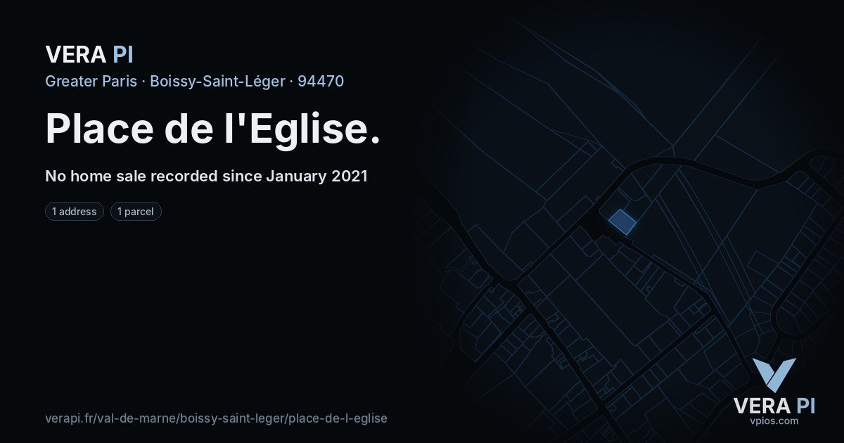 Place de l'Eglise, Boissy-Saint-Léger at night – every parcel coloured by the prices around it, the street's own parcels lit