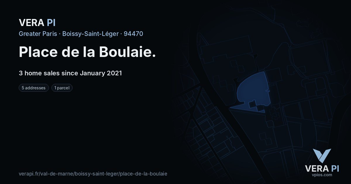 Place de la Boulaie, Boissy-Saint-Léger at night – every parcel coloured by the prices around it, the street's own parcels lit