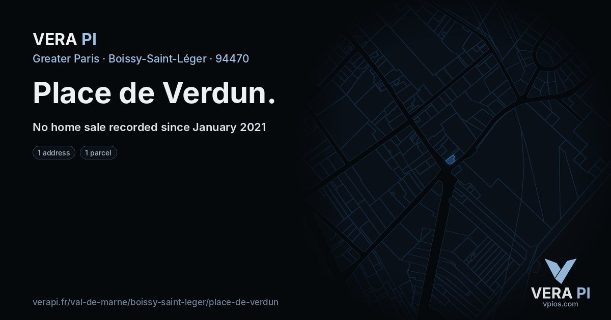 Place de Verdun, Boissy-Saint-Léger at night – every parcel coloured by the prices around it, the street's own parcels lit