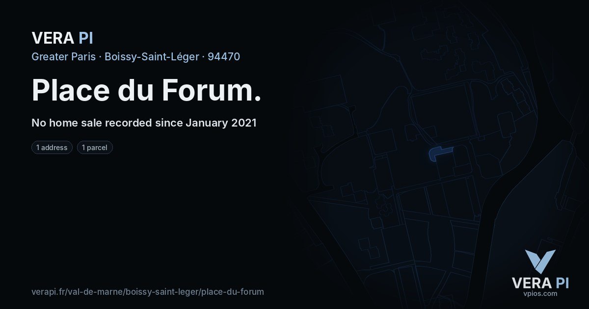 Place du Forum, Boissy-Saint-Léger at night – every parcel coloured by the prices around it, the street's own parcels lit