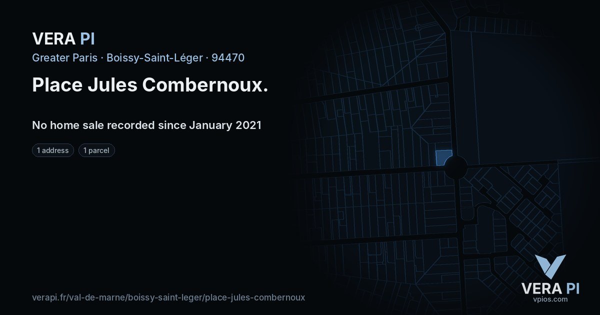 Place Jules Combernoux, Boissy-Saint-Léger at night – every parcel coloured by the prices around it, the street's own parcels lit