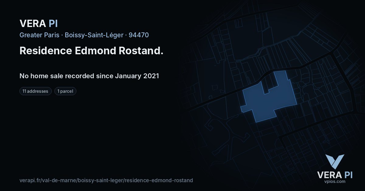 Residence Edmond Rostand, Boissy-Saint-Léger at night – every parcel coloured by the prices around it, the street's own parcels lit