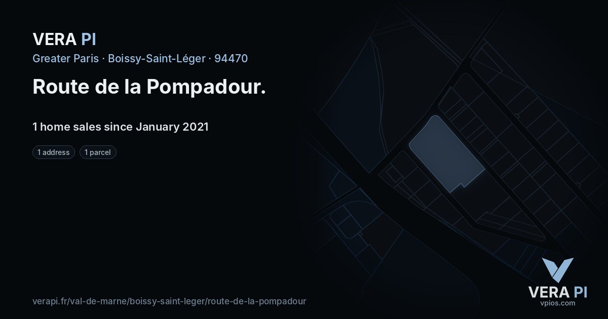 Route de la Pompadour, Boissy-Saint-Léger at night – every parcel coloured by the prices around it, the street's own parcels lit