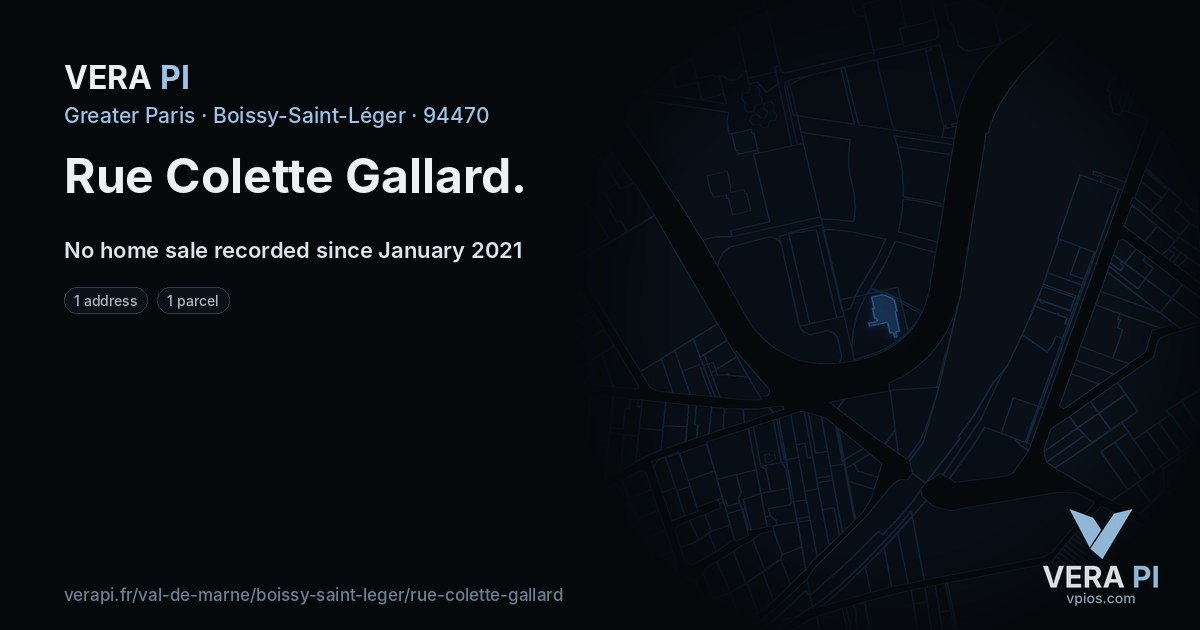Rue Colette Gallard, Boissy-Saint-Léger at night – every parcel coloured by the prices around it, the street's own parcels lit