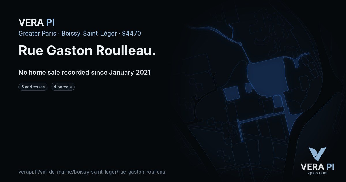 Rue Gaston Roulleau, Boissy-Saint-Léger at night – every parcel coloured by the prices around it, the street's own parcels lit