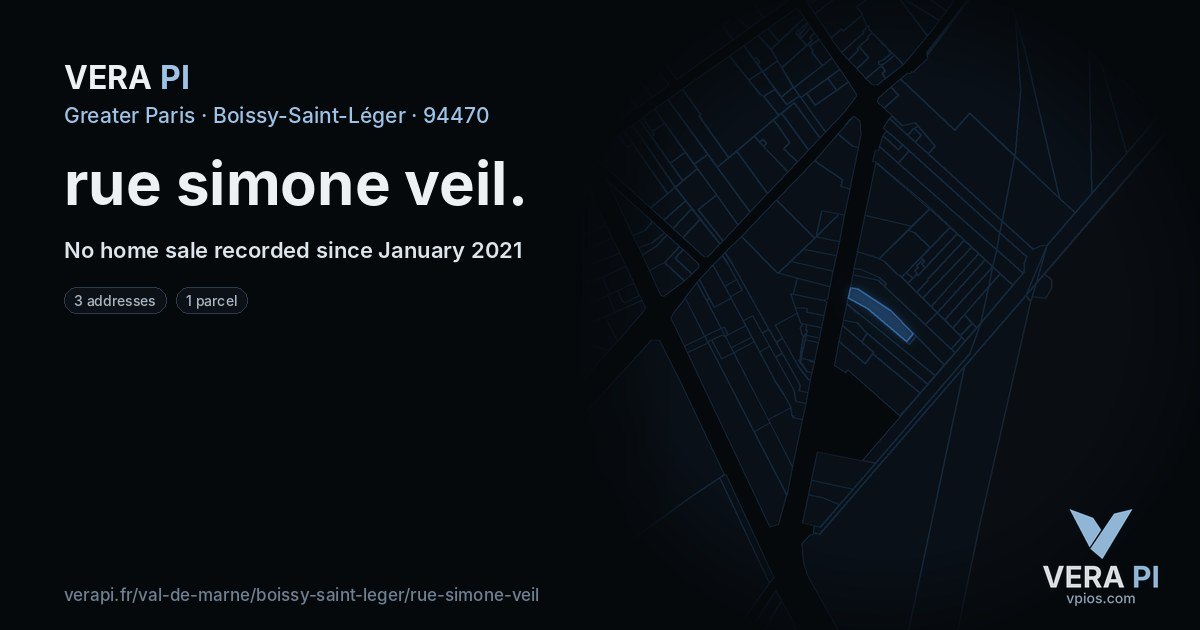 rue simone veil, Boissy-Saint-Léger at night – every parcel coloured by the prices around it, the street's own parcels lit