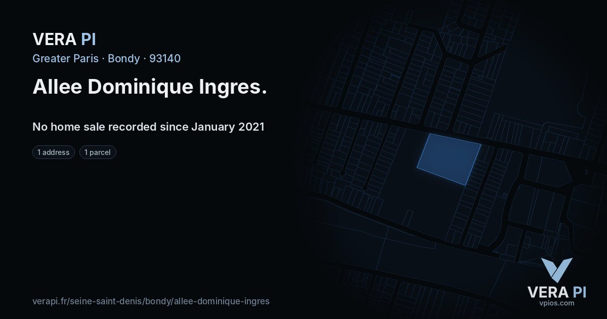 Allee Dominique Ingres, Bondy at night – every parcel coloured by the prices around it, the street's own parcels lit