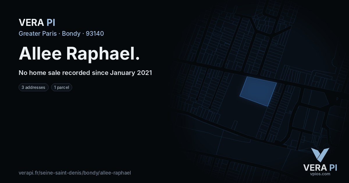 Allee Raphael, Bondy at night – every parcel coloured by the prices around it, the street's own parcels lit
