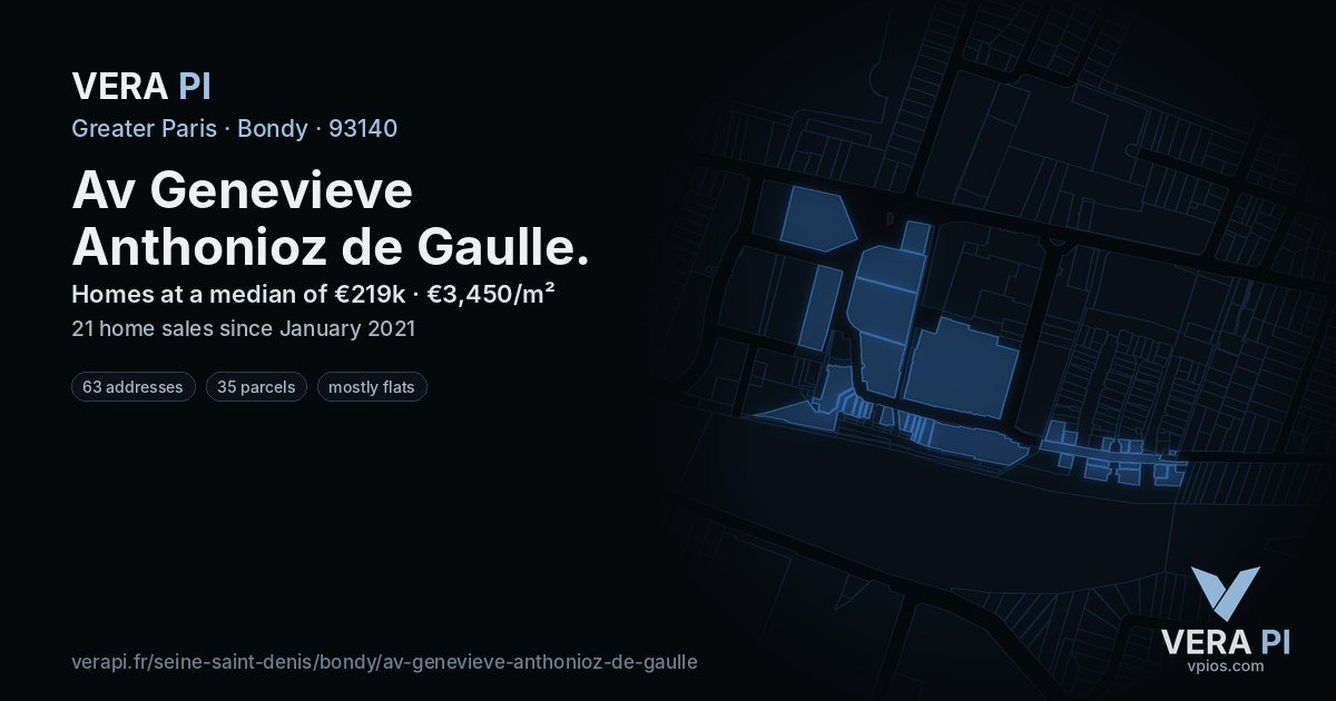 Av Genevieve Anthonioz de Gaulle, Bondy at night – every parcel coloured by the prices around it, the street's own parcels lit