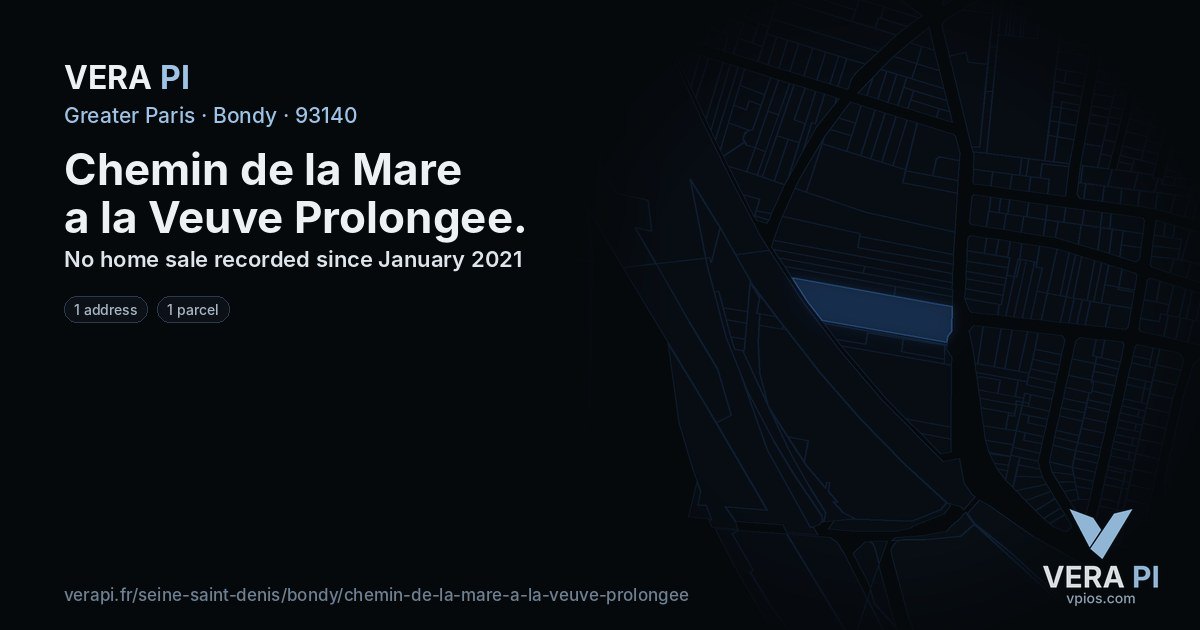 Chemin de la Mare a la Veuve Prolongee, Bondy at night – every parcel coloured by the prices around it, the street's own parcels lit